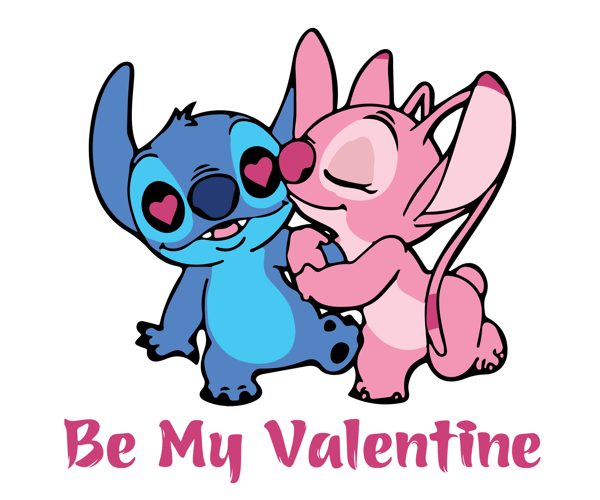 Lilo And Stitch Be My Valentine Design - DTF Ready To Press - Heat Press Transfer