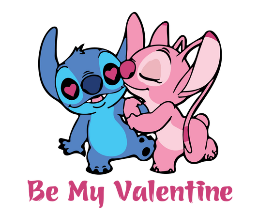 Lilo And Stitch Be My Valentine Design - DTF Ready To Press - Heat Press Transfer