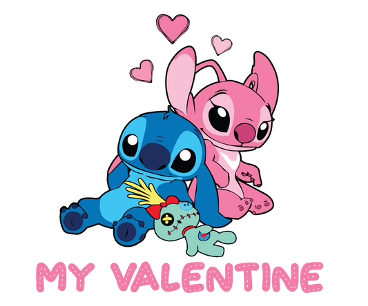 Lilo And Stitch My Valentine Design - DTF Ready To Press - Heat Press Transfer