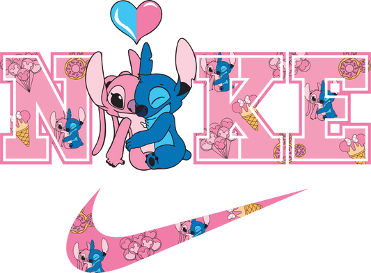 Lilo And Stitch Nike Valentine's Day Couple Design - DTF Ready To Press - Heat Press Transfer