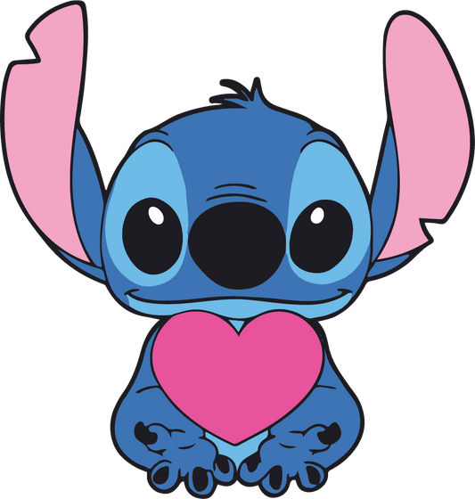 Lilo And Stitch Valentine's Day Heart Design - DTF Ready To Press - Heat Press Transfer