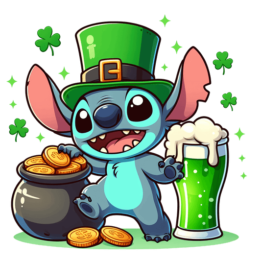 Lilo & Stitch Saint Patty Luck Charm Design - DTF Ready To Press - Heat Press Transfer