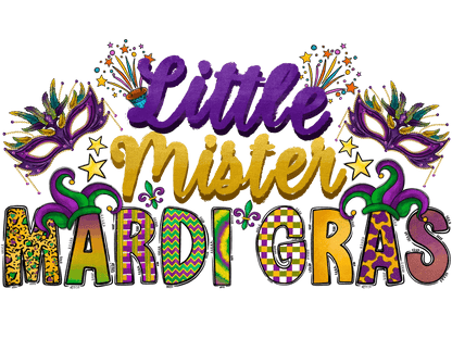 Little Mister Mardi Gras - DTF Ready to Press - Heat Press Transfer