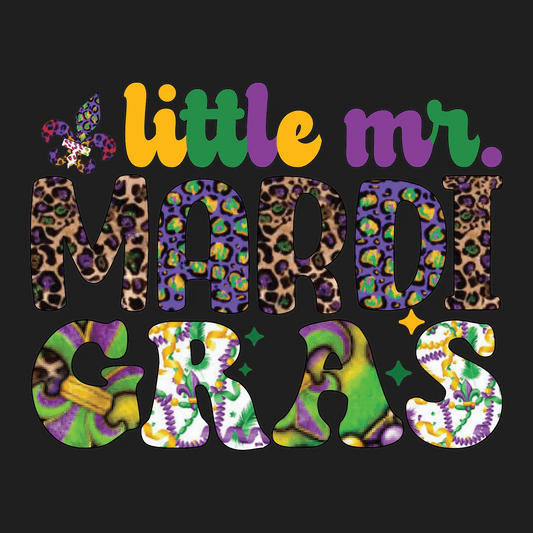 Little Mr. Mardi Gras - DTF Ready to Press - Heat Press Transfer