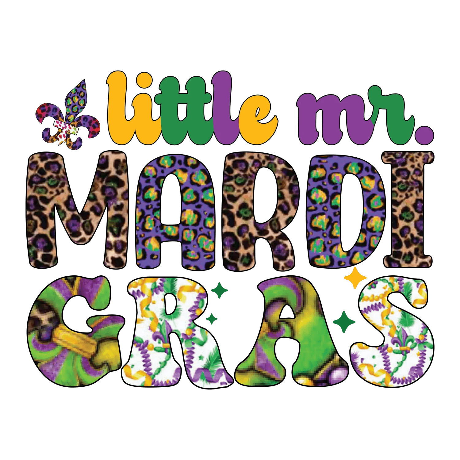 Little Mr. Mardi Gras - DTF Ready to Press - Heat Press Transfer