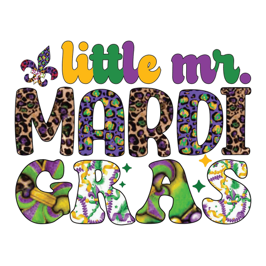 Little Mr. Mardi Gras - DTF Ready to Press - Heat Press Transfer