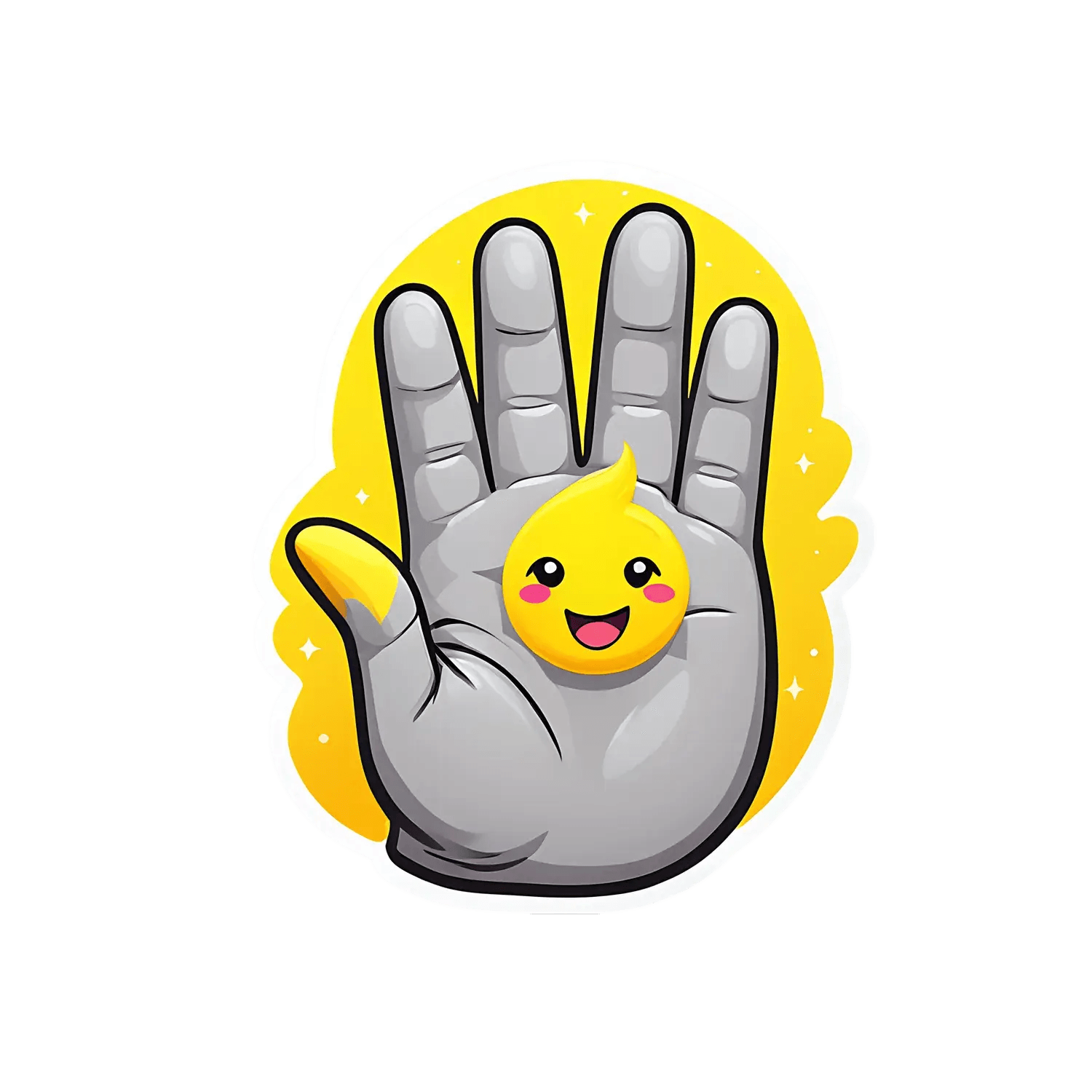 Live Long Sticker - Vulcan Salute with Cute Emoji - Heat Press Transfer