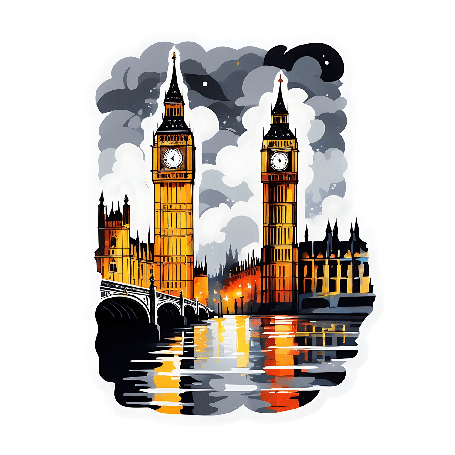 London Skyline - Sticker - Heat Press Transfer
