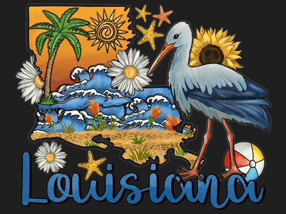 Louisiana Beach Scene - DTF Ready to Press - Heat Press Transfer