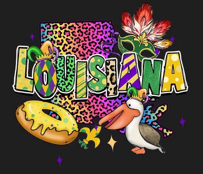 Louisiana Festive - DTF Ready to Press - Heat Press Transfer