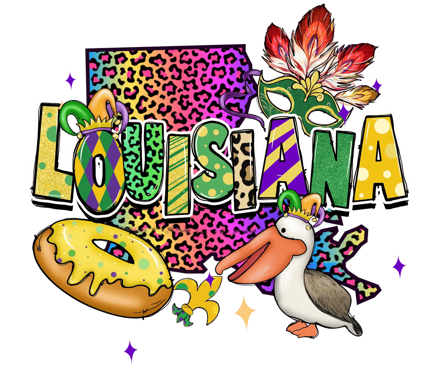 Louisiana Festive - DTF Ready to Press - Heat Press Transfer