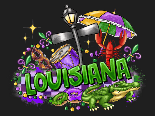 Louisiana Mardi Gras - DTF Ready to Press - Heat Press Transfer