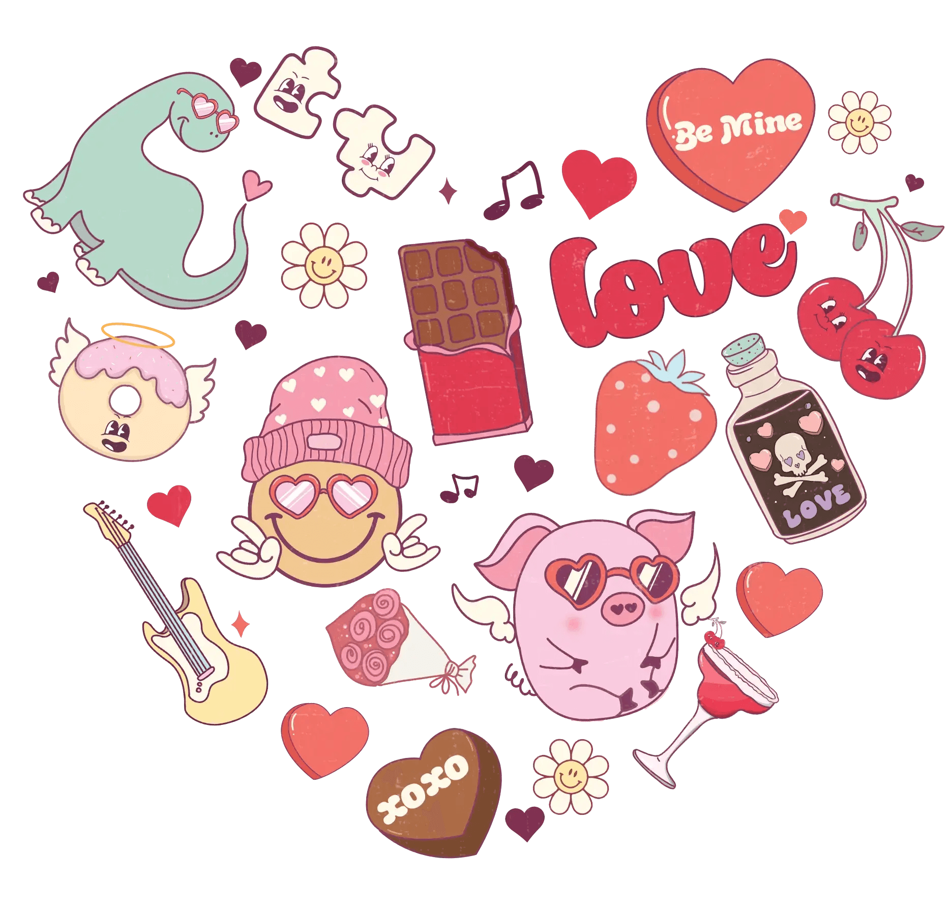 Love Be Mine XOXO Valentine's Day Design - DTF Ready To Press - Heat Press Transfer