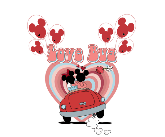 Love Bug Mickey Mouse Valentine's Day Design - DTF Ready To Press - Heat Press Transfer