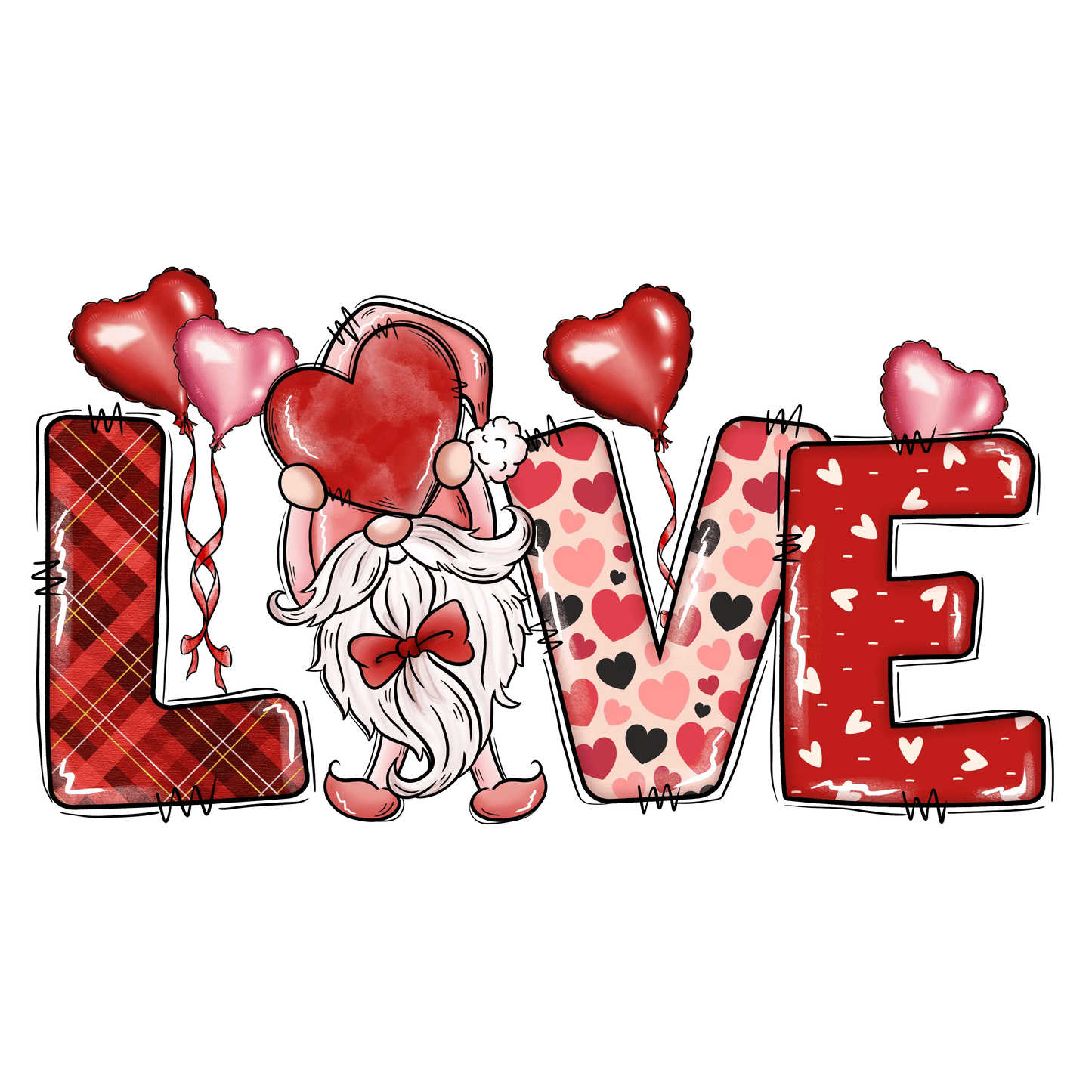 Love Gnome Couple Design - DTF Ready To Press - Heat Press Transfer