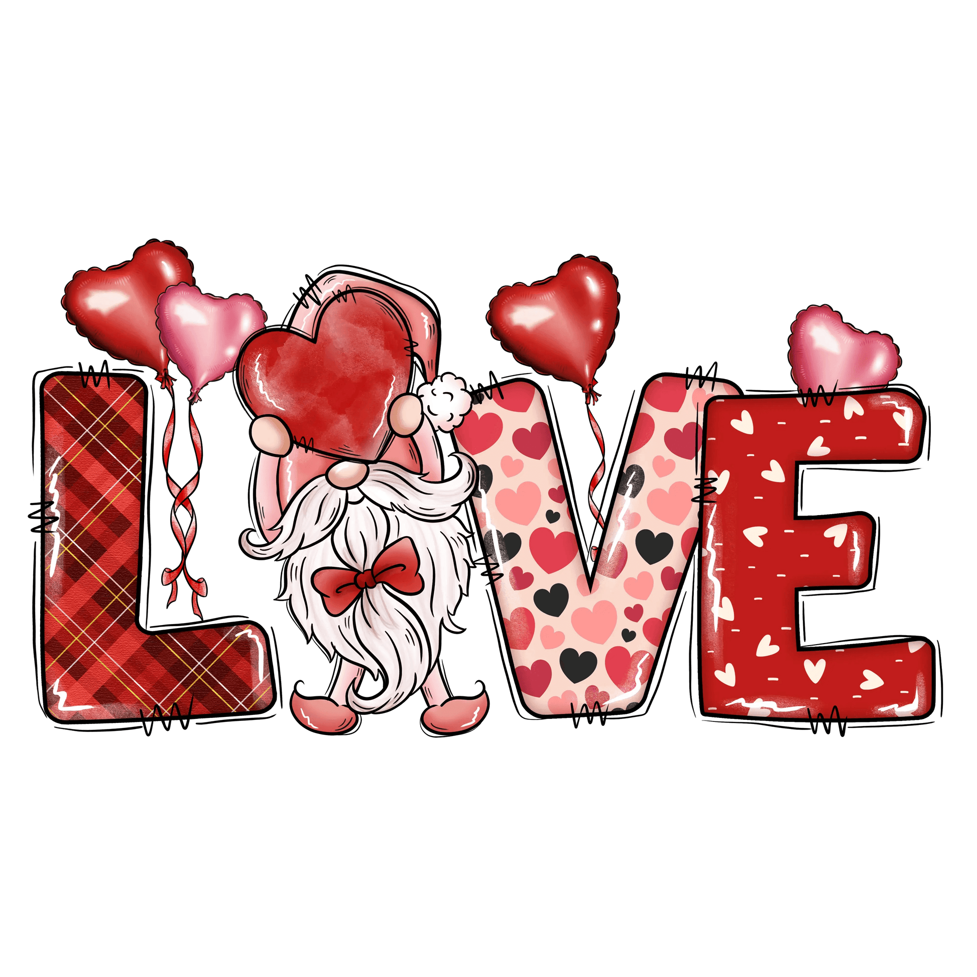 Love Gnome Couple Design - DTF Ready To Press - Heat Press Transfer