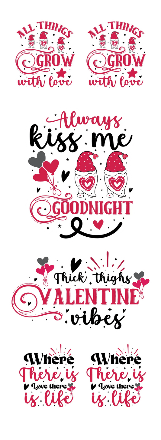 Love Quotes: Valentine’s Day DTF Gang Sheet 22"x60" Premade DTF Gang Sheet - Heat Press Transfer