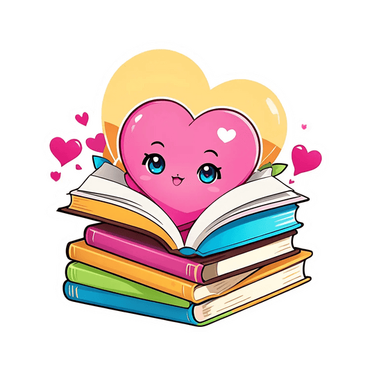 Love Reading Sticker - Cute Heart and Books - Heat Press Transfer