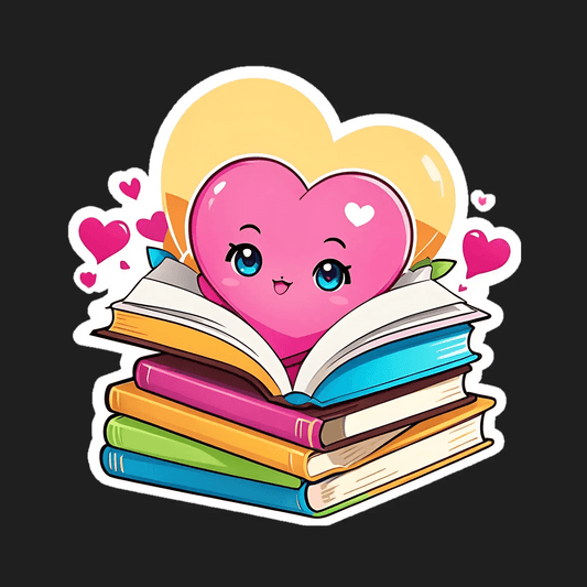 Love Reading Sticker - Cute Heart and Books - Heat Press Transfer