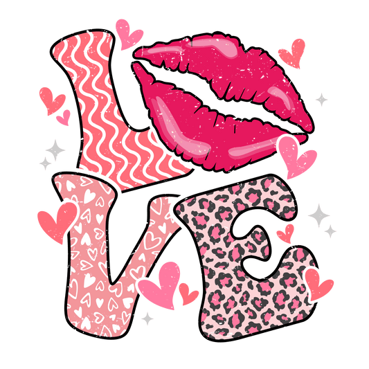 Love Valentine's Day Leopard Design - DTF Ready To Press - Heat Press Transfer