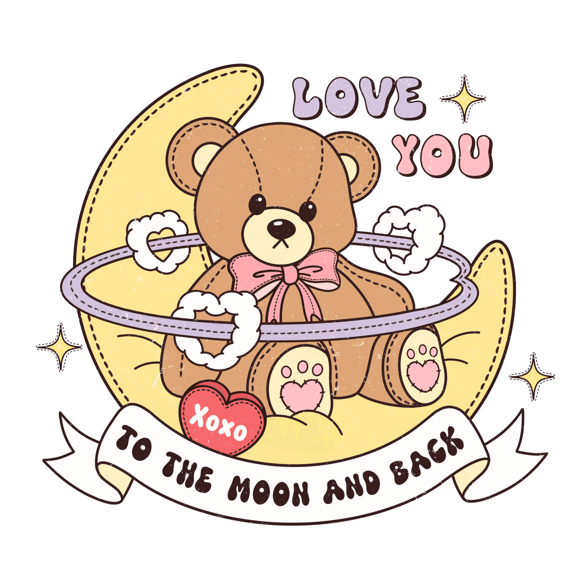 Love You To The Moon And Back Valentine's Day Design - DTF Ready To Press - Heat Press Transfer