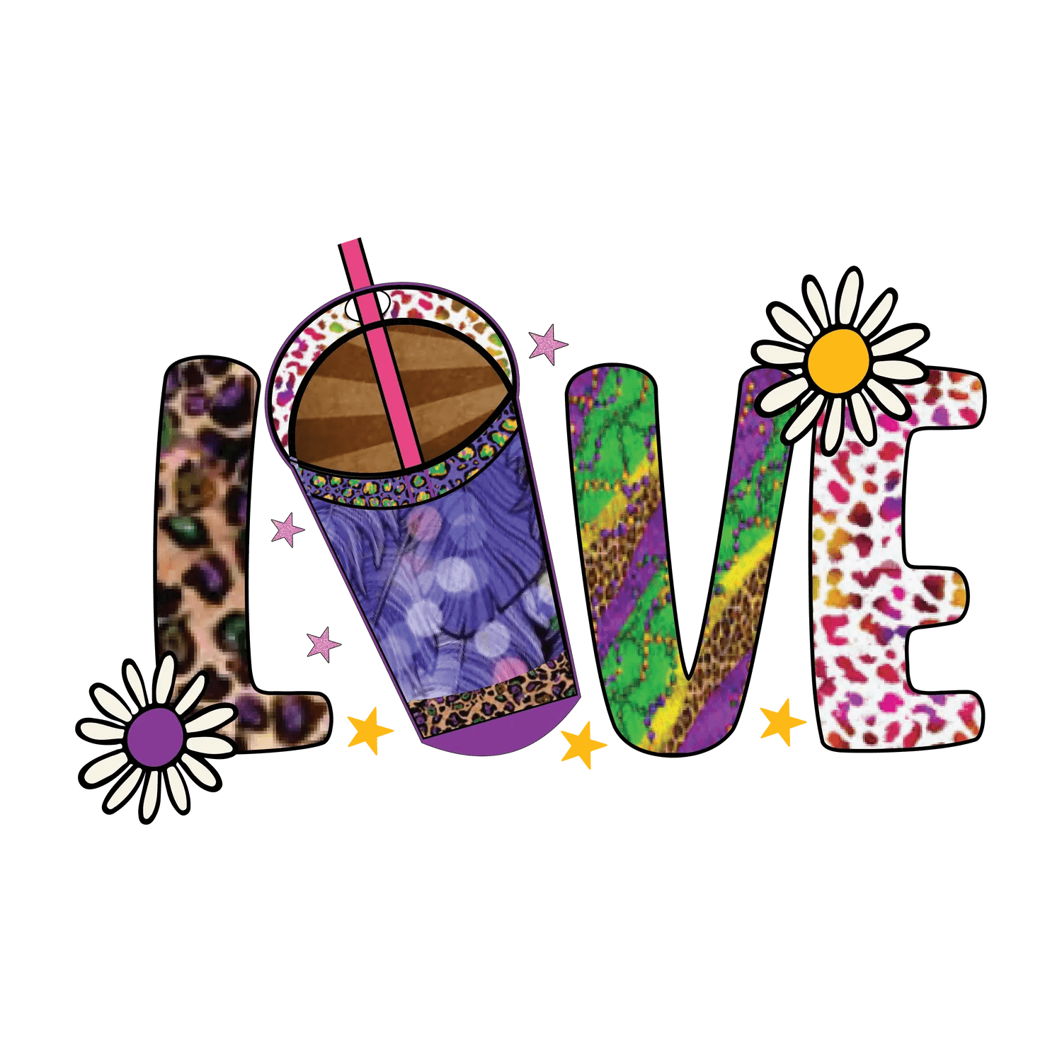 Love Coffee Design - DTF Ready to Press - Heat Press Transfer