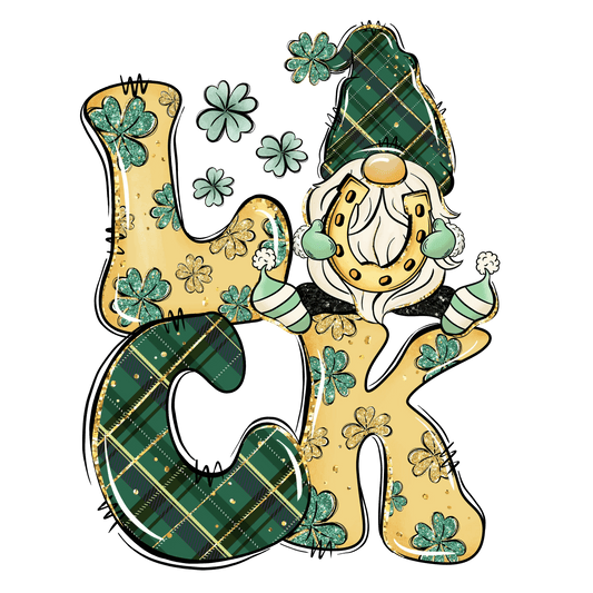 Luck Gnome Saint Patrick's Day Design - DTF Ready To Press - Heat Press Transfer