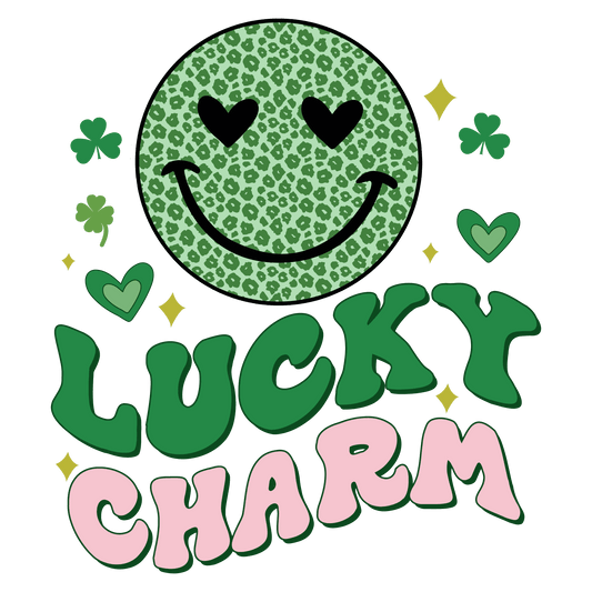 Lucky Charm Saint Patrick's Day Smiley Design - DTF Ready To Press - Heat Press Transfer