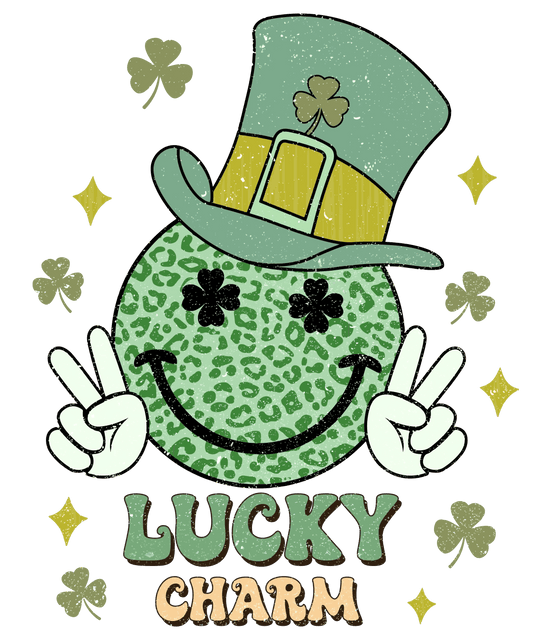 Lucky Charm Smile Saint Patrick's Day Design - DTF Ready To Press - Heat Press Transfer
