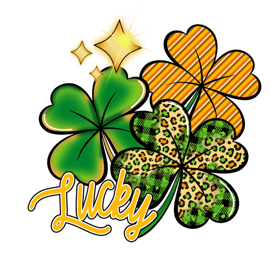 Lucky Clover Saint Patrick's Day Cheetah Design - DTF Ready To Press - Heat Press Transfer
