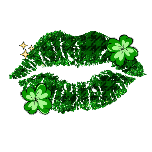 Lucky Lips St Patricks Day Design - DTF Ready To Press - Heat Press Transfer