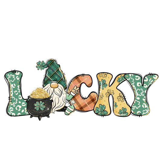 Lucky St Patrick's Gnome Design - DTF Ready To Press - Heat Press Transfer