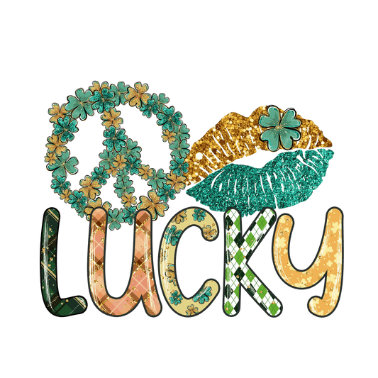 Lucky St Patrick's Peace Design - DTF Ready To Press - Heat Press Transfer