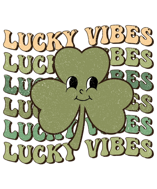 Lucky Vibes St Patricks Day Clover Design - DTF Ready To Press - Heat Press Transfer