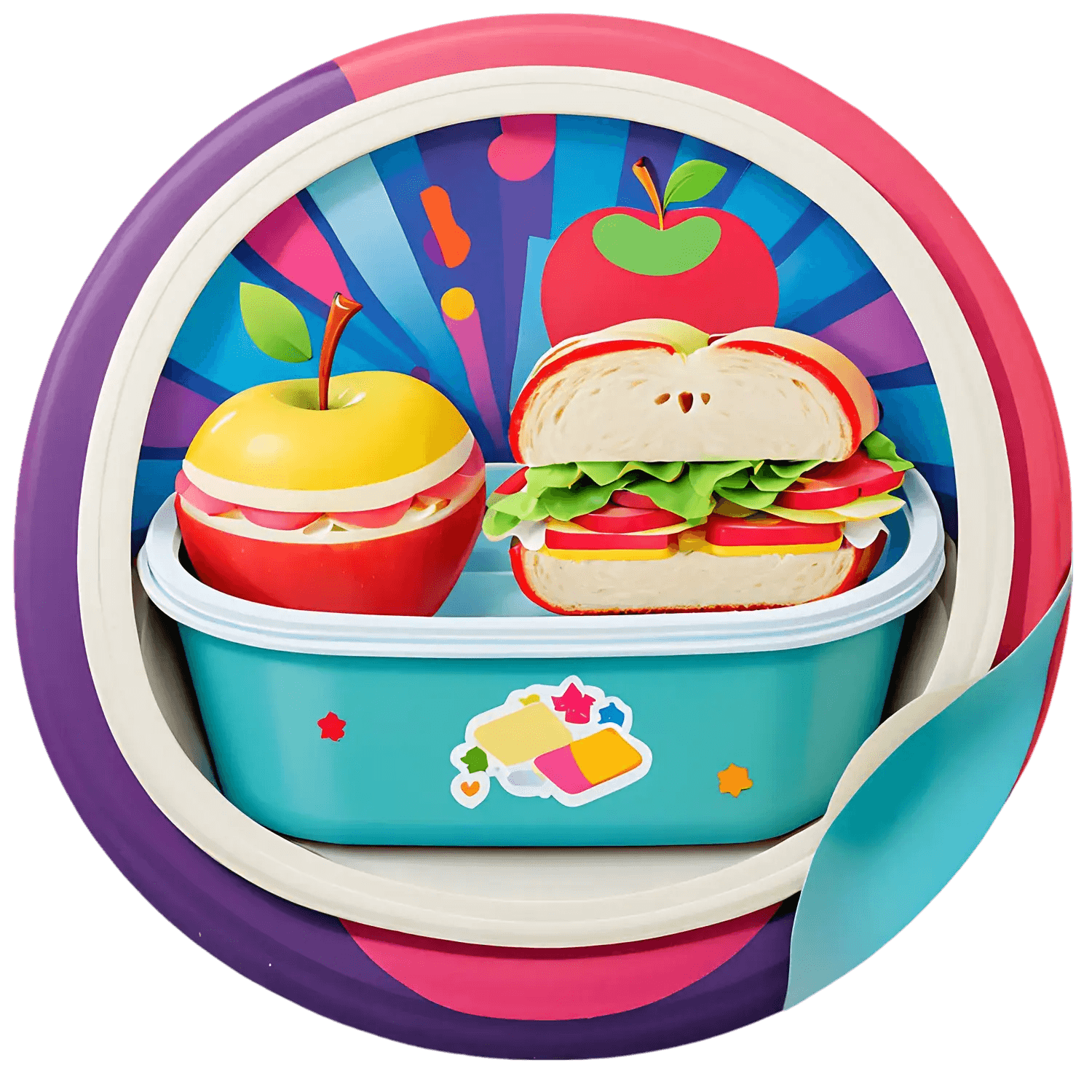 Lunch Box Fun - Colorful Sticker - Heat Press Transfer