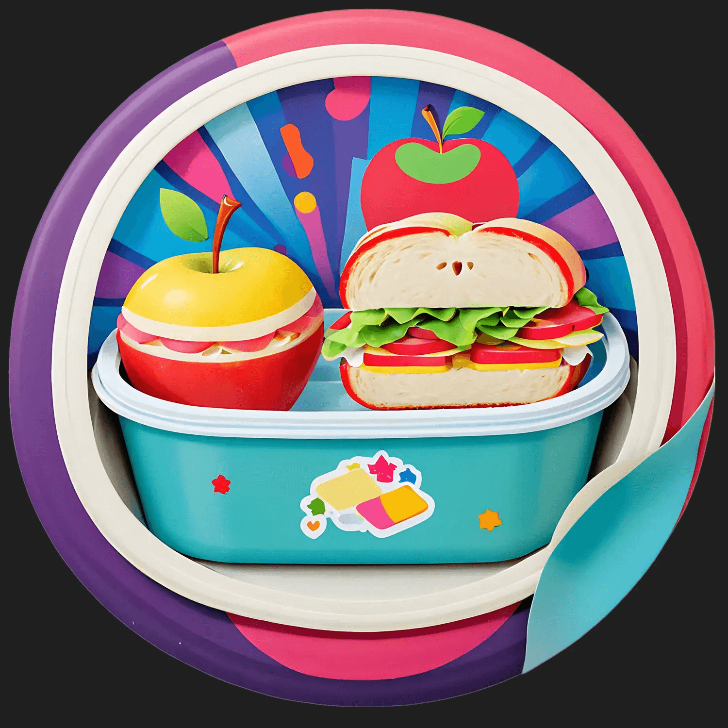 Lunch Box Fun - Colorful Sticker - Heat Press Transfer