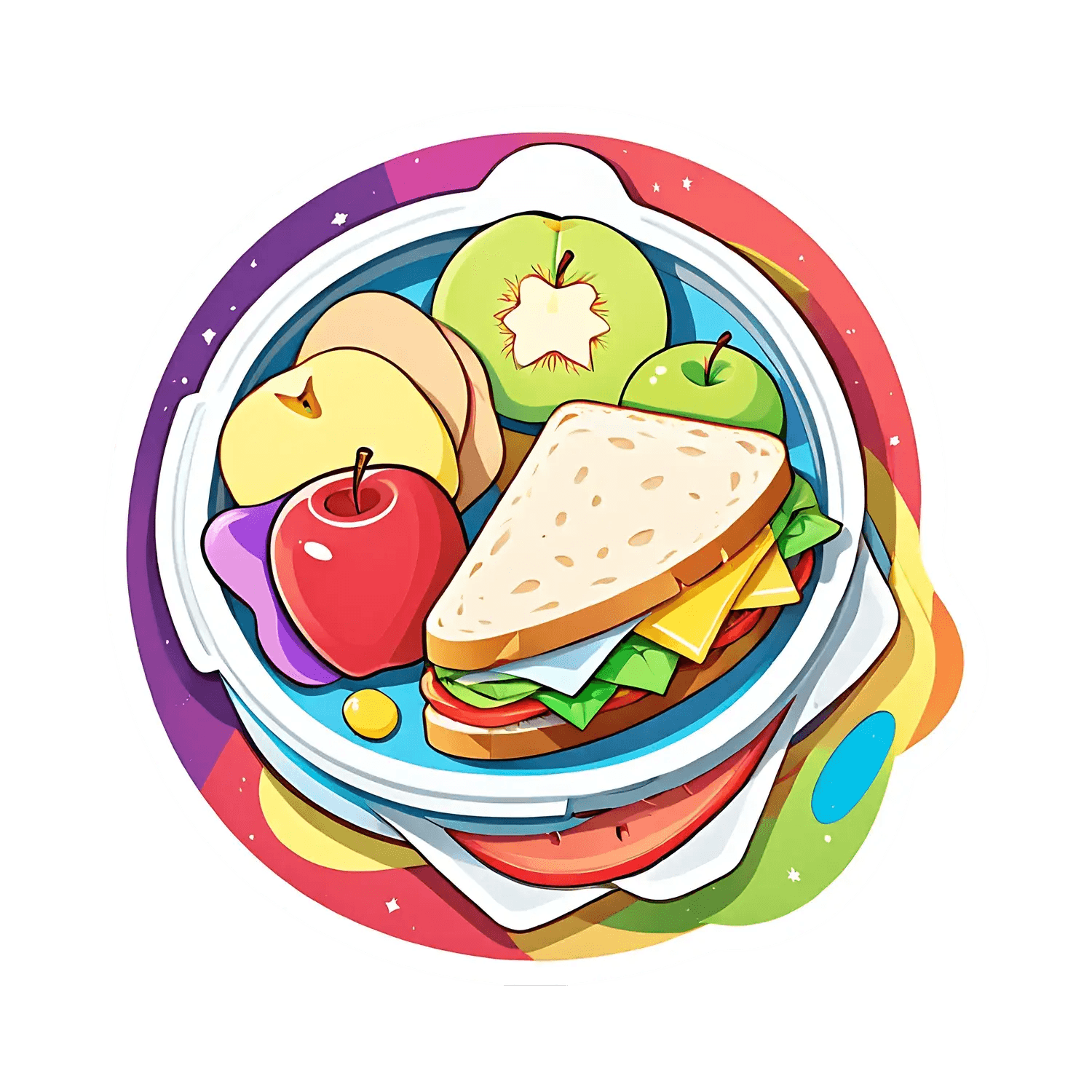 Lunchbox Delight - Colorful Sticker - Heat Press Transfer