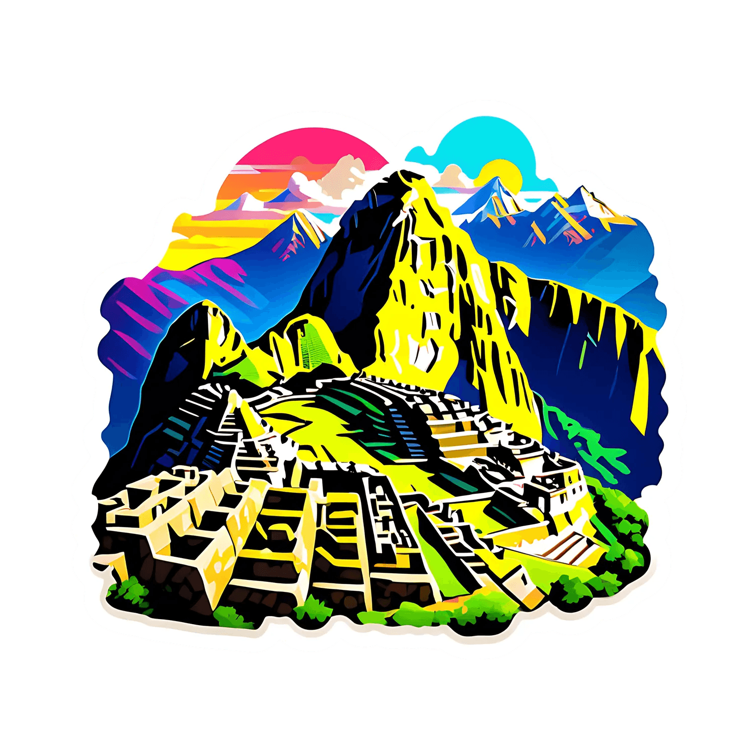 Machu Picchu Sticker - Vibrant Nature Scene - Heat Press Transfer