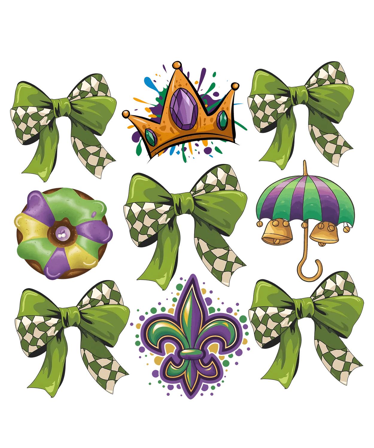 Mardi Gras Accessories - DTF Ready to Press - Heat Press Transfer