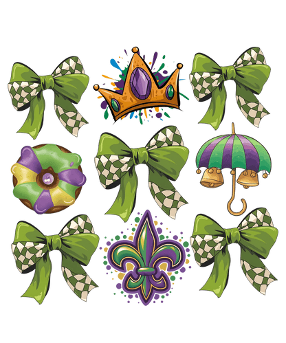 Mardi Gras Accessories - DTF Ready to Press - Heat Press Transfer