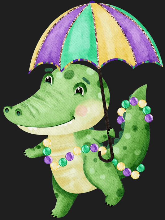 Mardi Gras Alligator - DTF Ready to Press - Heat Press Transfer