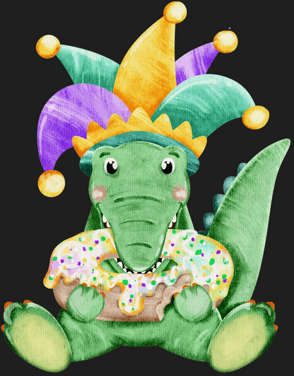 Mardi Gras Alligator - DTF Ready to Press - Heat Press Transfer