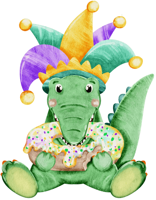 Mardi Gras Alligator - DTF Ready to Press - Heat Press Transfer