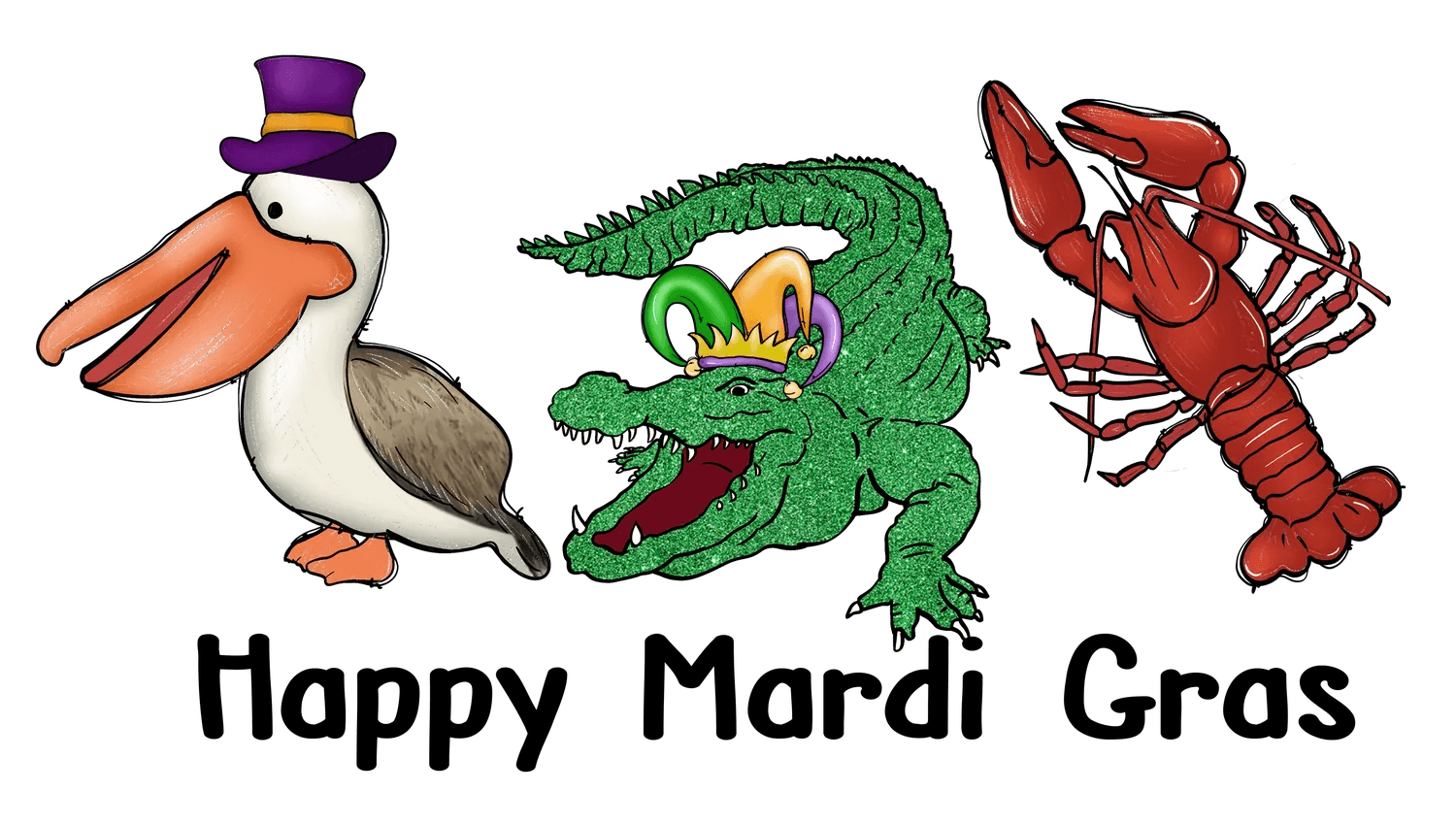 Mardi Gras Animals - DTF Ready to Press - Heat Press Transfer