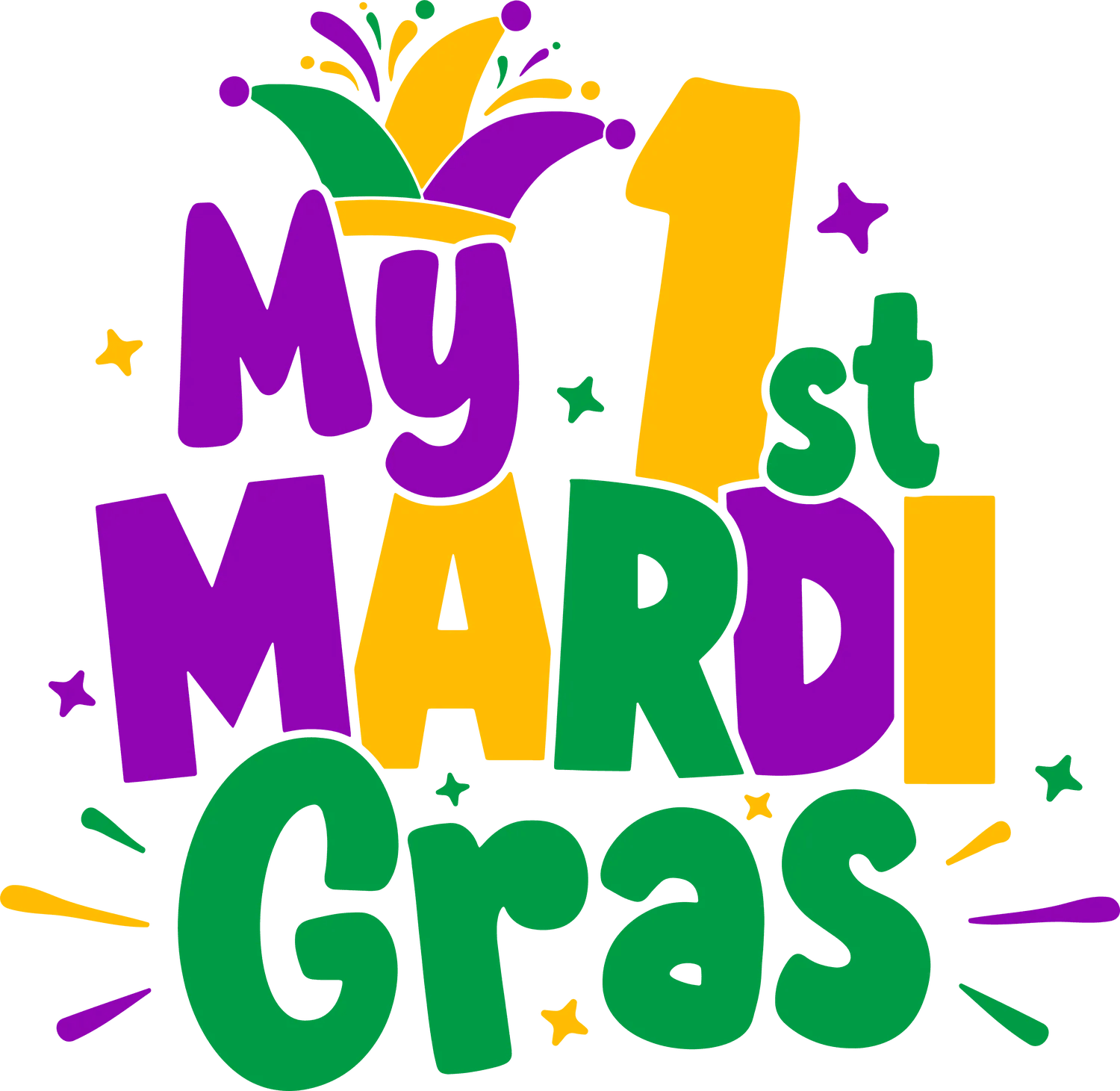 Mardi Gras Baby - DTF Ready to Press - Heat Press Transfer