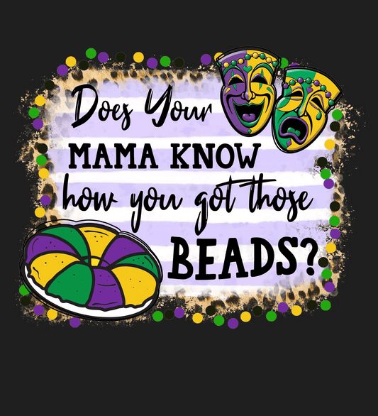 Mardi Gras Beads - DTF Ready to Press - Heat Press Transfer
