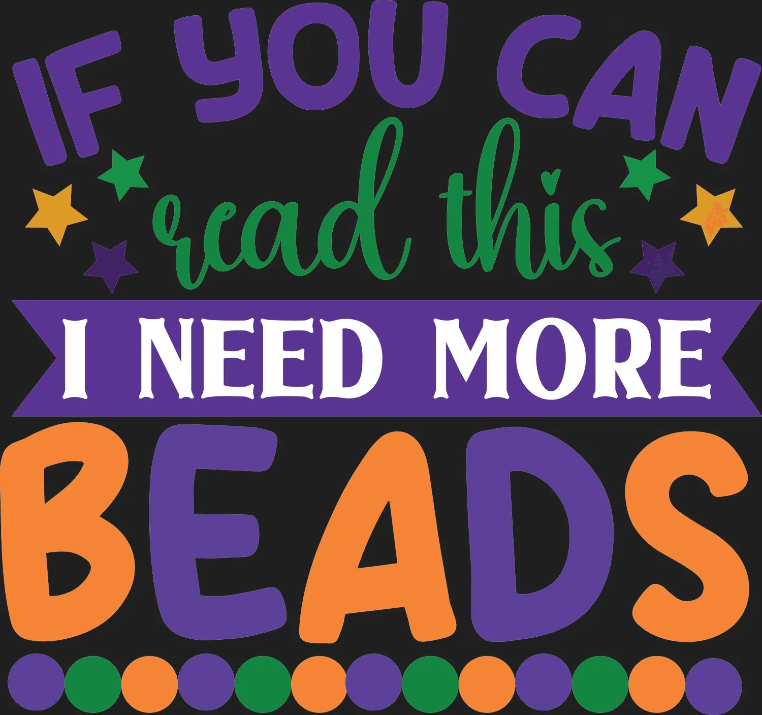Mardi Gras Beads - DTF Ready to Press - Heat Press Transfer