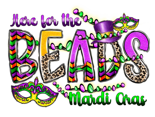 Mardi Gras Beads - DTF Ready to Press - Heat Press Transfer