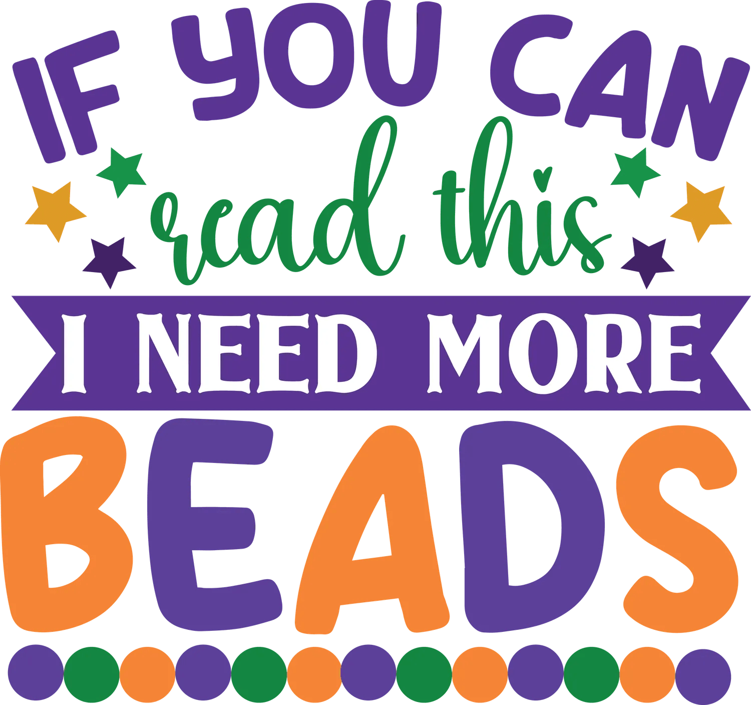 Mardi Gras Beads - DTF Ready to Press - Heat Press Transfer