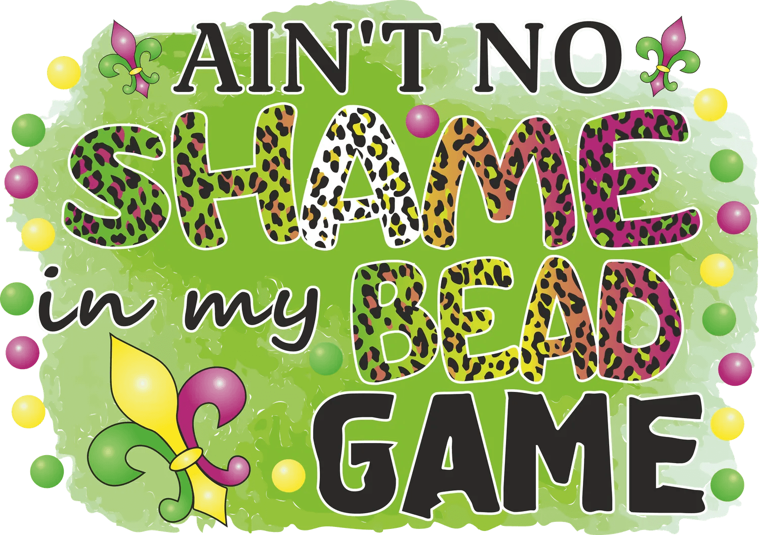 Mardi Gras Beads - DTF Ready to Press - Heat Press Transfer